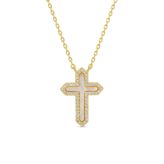 Feel The Faith, Shell Pave Cross Necklace
