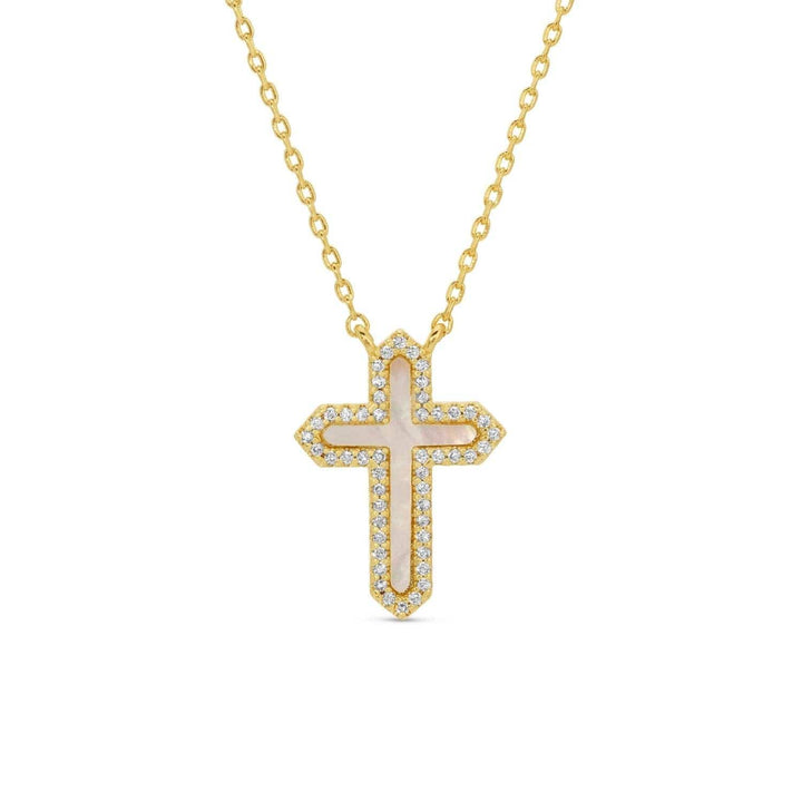 Feel The Faith, Shell Pave Cross Necklace