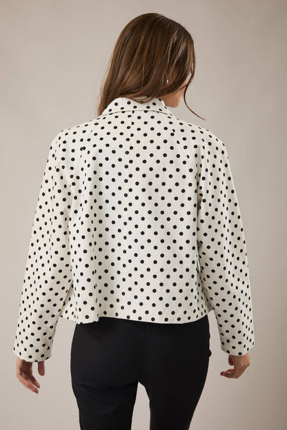 RAGLAN LONG SLEEVE POLKA DOT BOXY JACKET