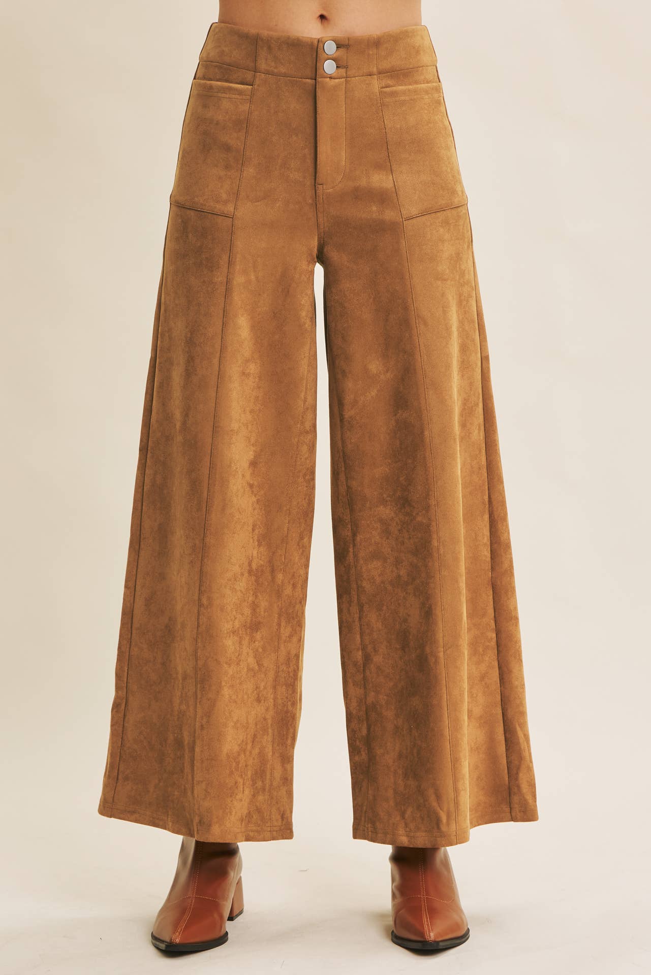 Buttery Suede Stretchy Wide-Leg Pants
