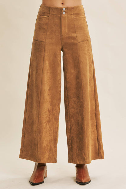 Buttery Suede Stretchy Wide-Leg Pants