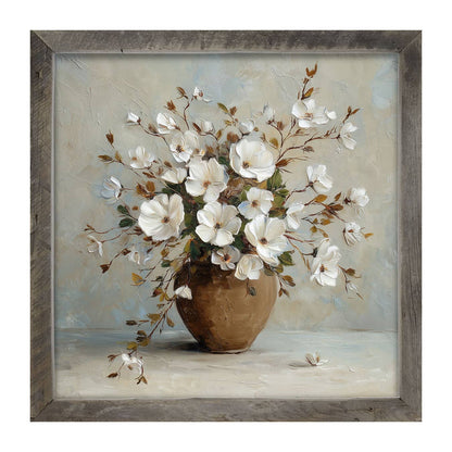 Copper Vase with White Floral Bouquet