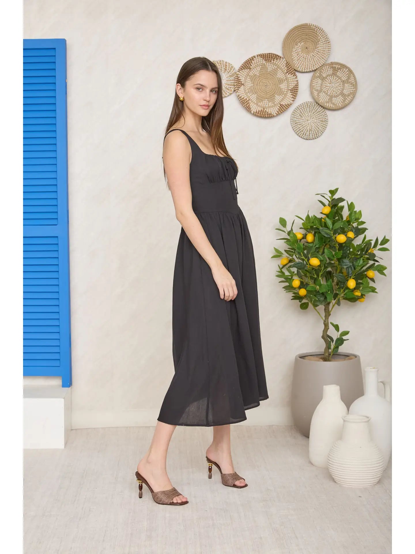 Square Neck Front Tie Corset Dress