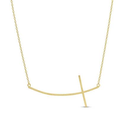 Brushed side cross Necklace