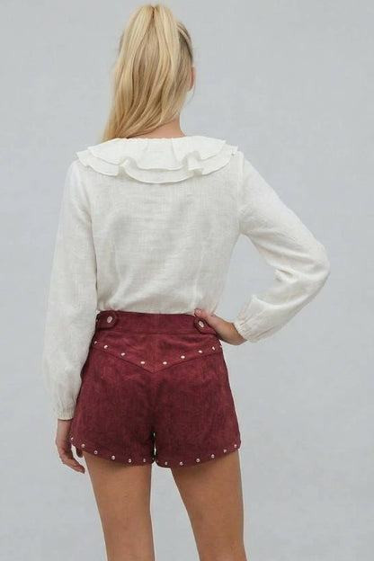 Studded Faux Suede Shorts
