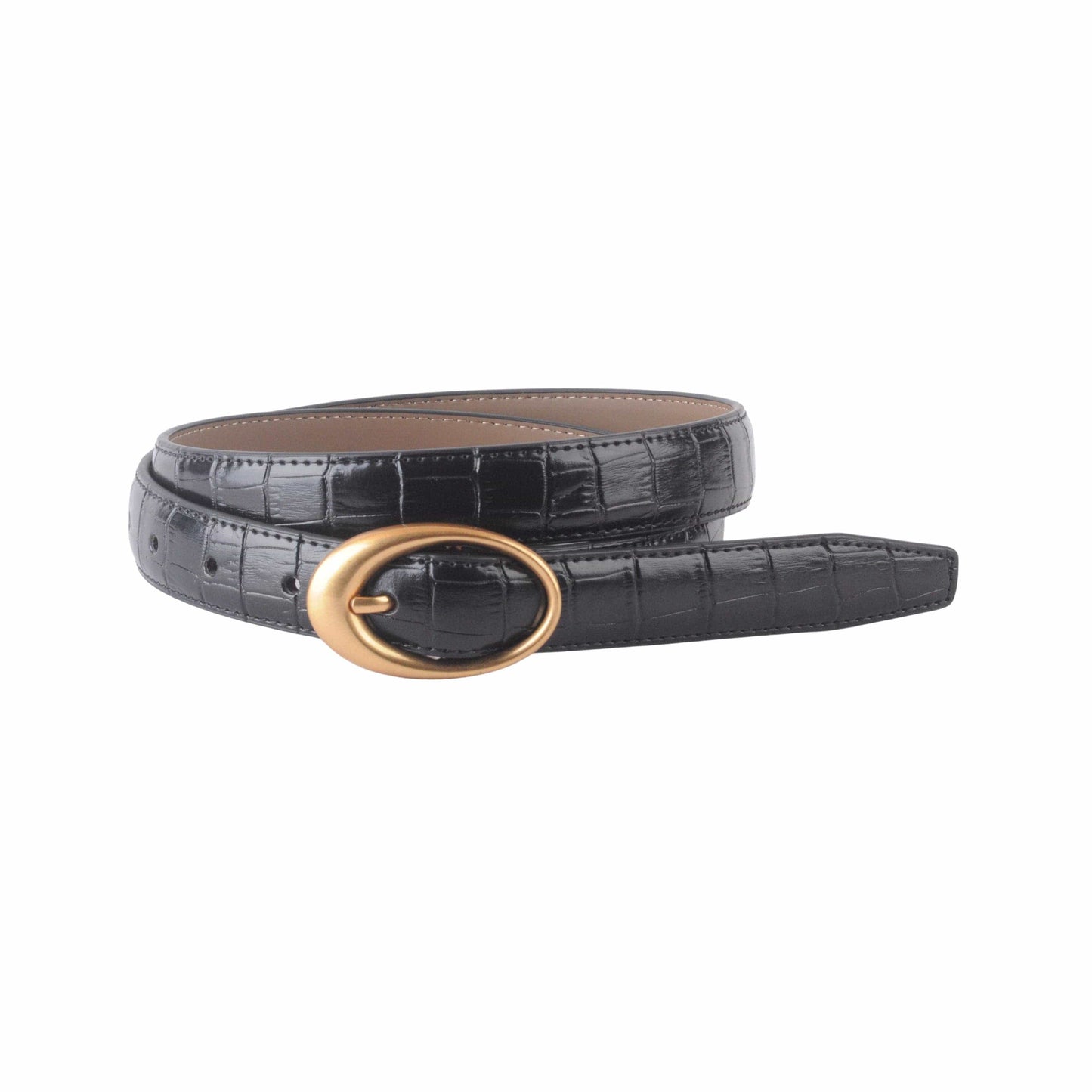 Croco Belt with Oval Buckle