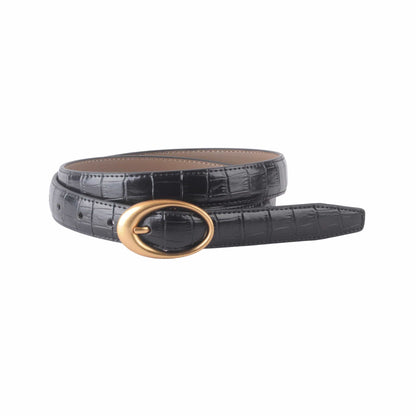 Croco Belt with Oval Buckle