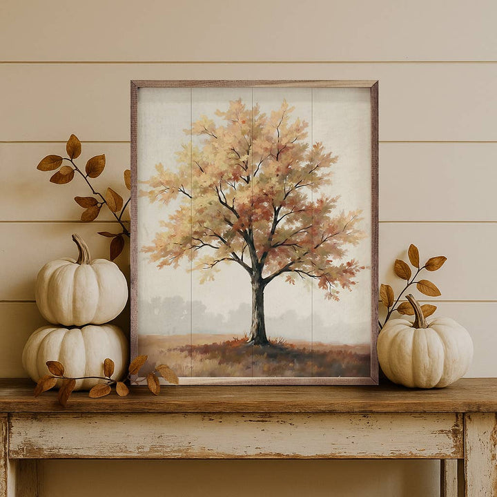 Autumn Tree On Hill Wall Decor Print