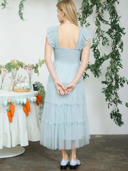 Chiffon Smocked Tiered Midi Dress