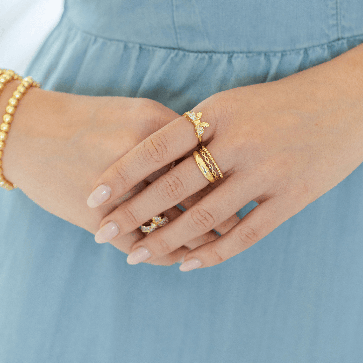 Sale - Adjustable Pavé Bow Ring