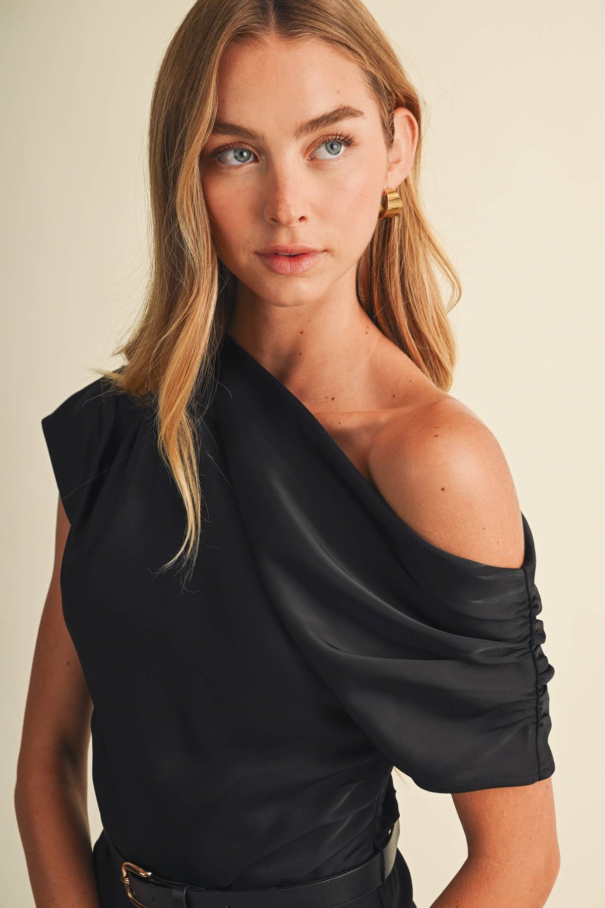 Asymmetric Cowl Neck Bias-Cut Dress