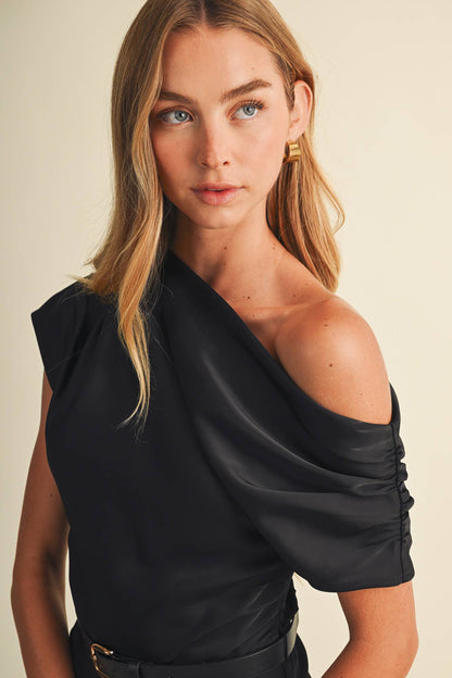 Asymmetric Cowl Neck Bias-Cut Dress