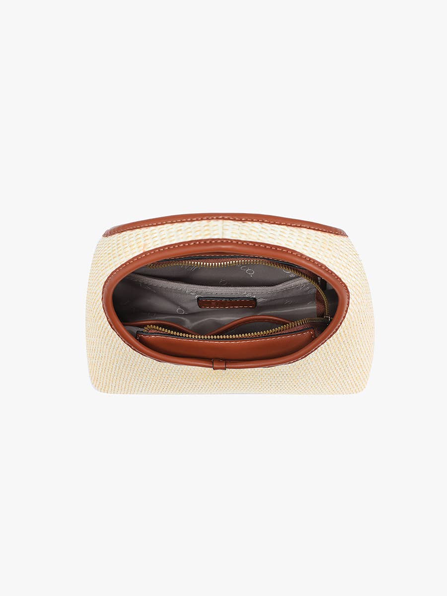 M2826 Catalina Rounded Straw Satchel w/ Crossbody Strap