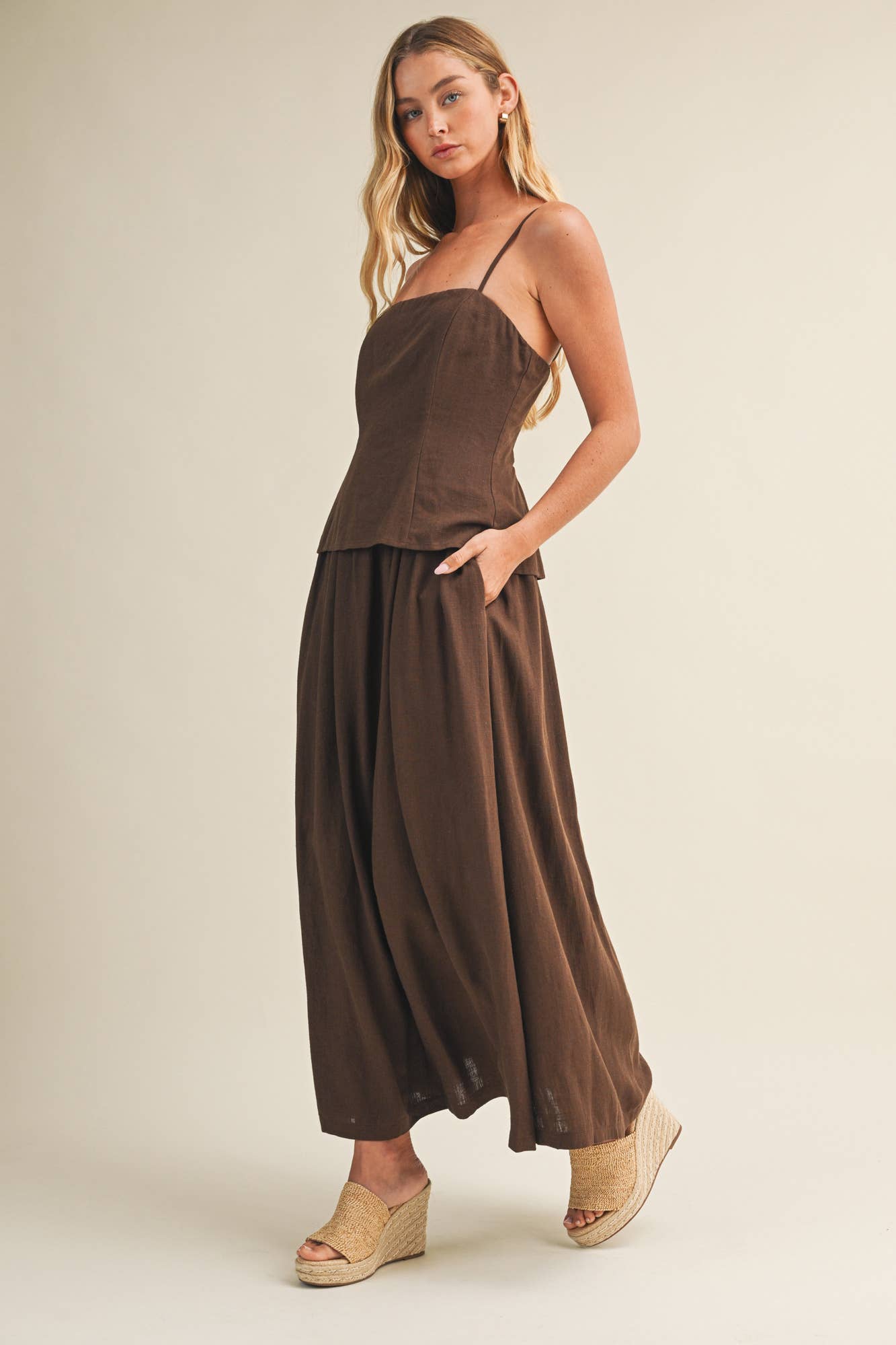Architectural Tiered Bodice Maxi Dress