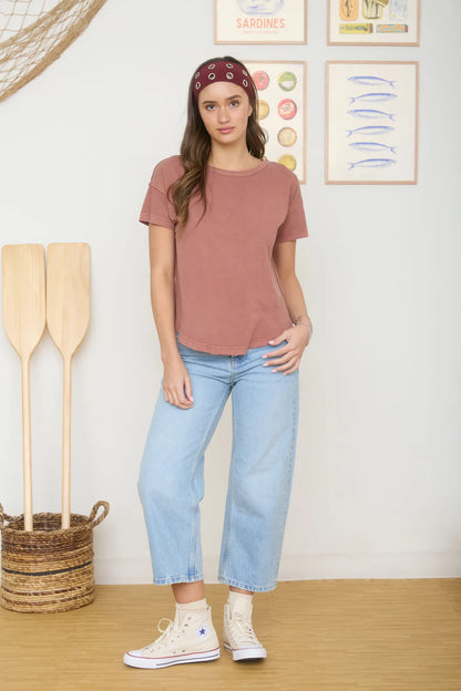 Short Sleeve Exposed Seam Top