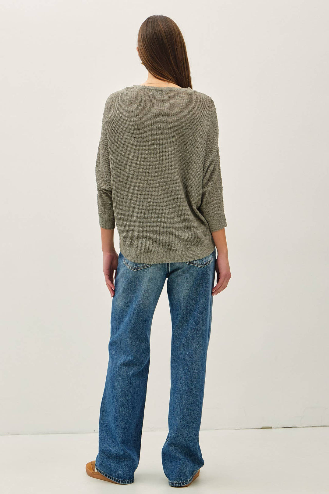 Front Pocket Dolman Long Sleeve Knit Sweater