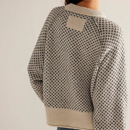 Jacquard Round Neck Pullover Sweater