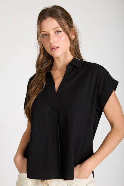 Split Neck Linen Top