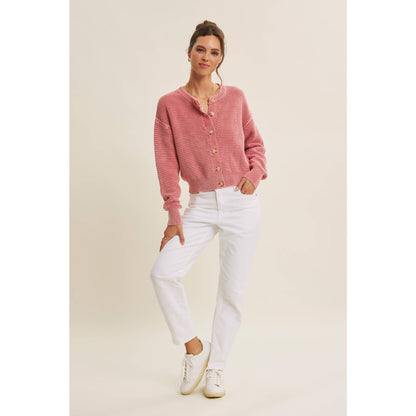 Mineral-Washed Knit Cardigan