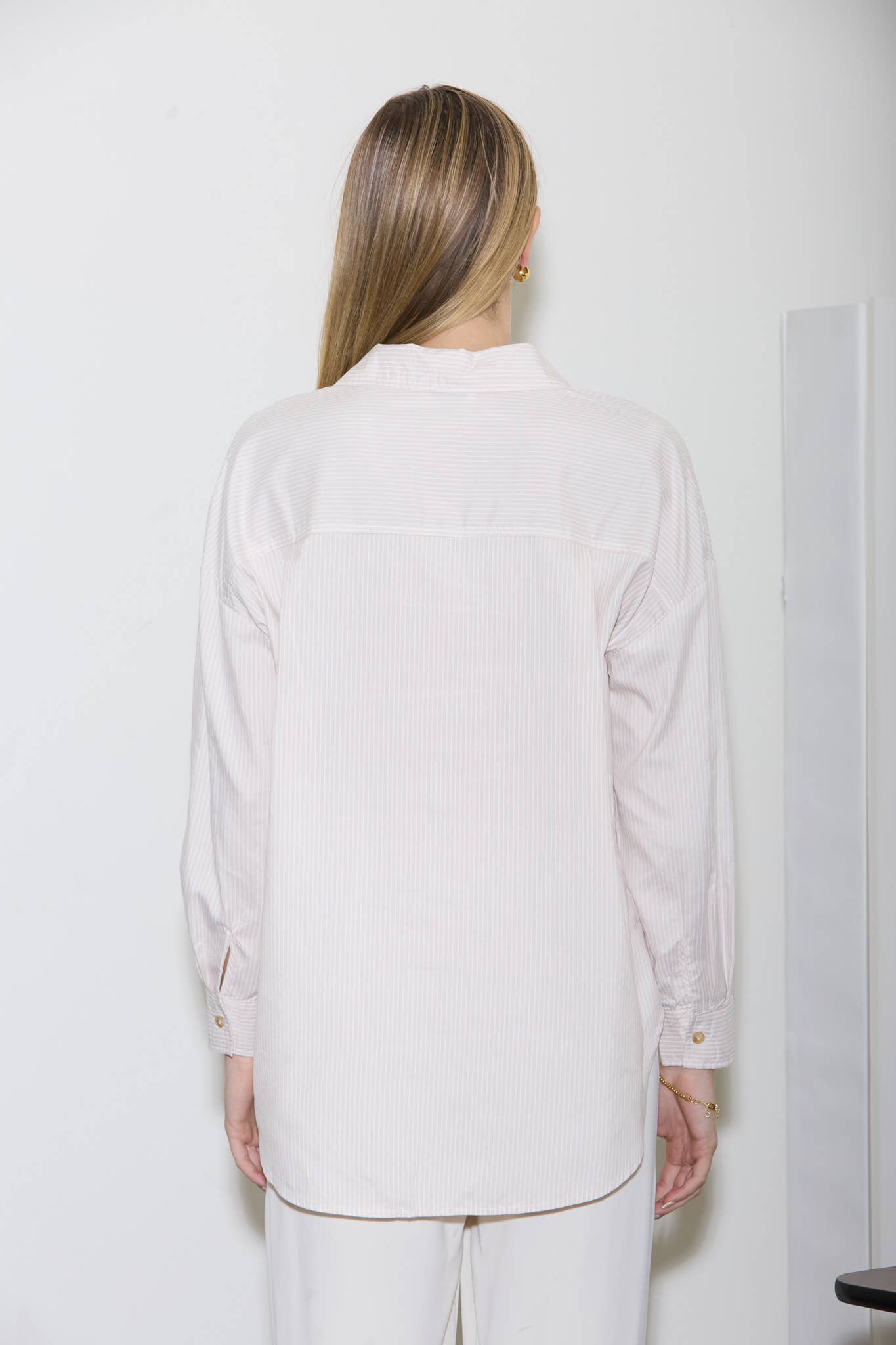 Striped Long Sleeve Collared Shirt