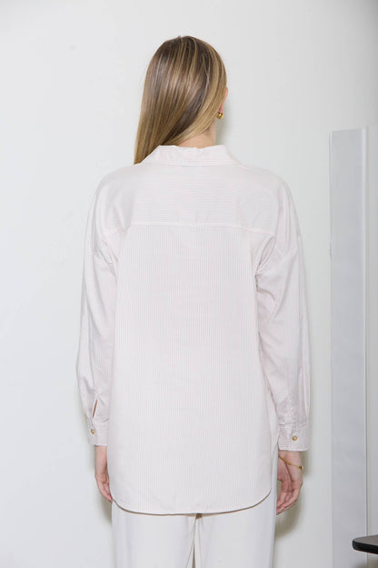 Striped Long Sleeve Collared Shirt