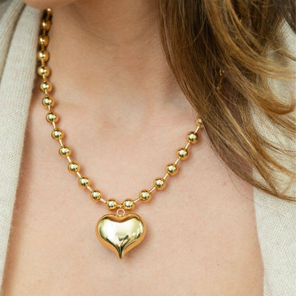 Large Bubble Heart on Statement Ball Chain
