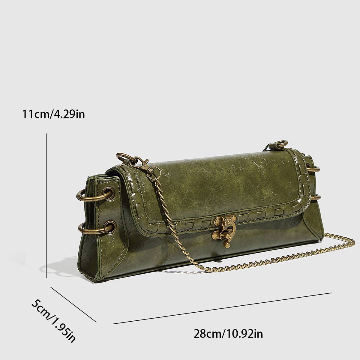 Bronze Lock Chain Shoulder & Clutch Bag