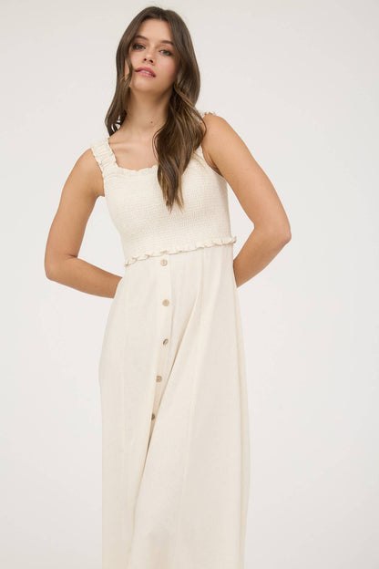 Smocked Button Down Dress