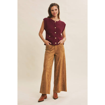 Buttery Suede Stretchy Wide-Leg Pants
