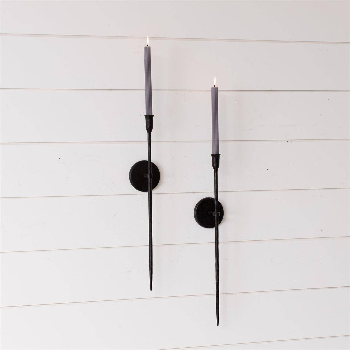 Black Iron Taper Candle Wall Sconce (Pk/04)