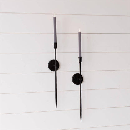 Black Iron Taper Candle Wall Sconce (Pk/04)