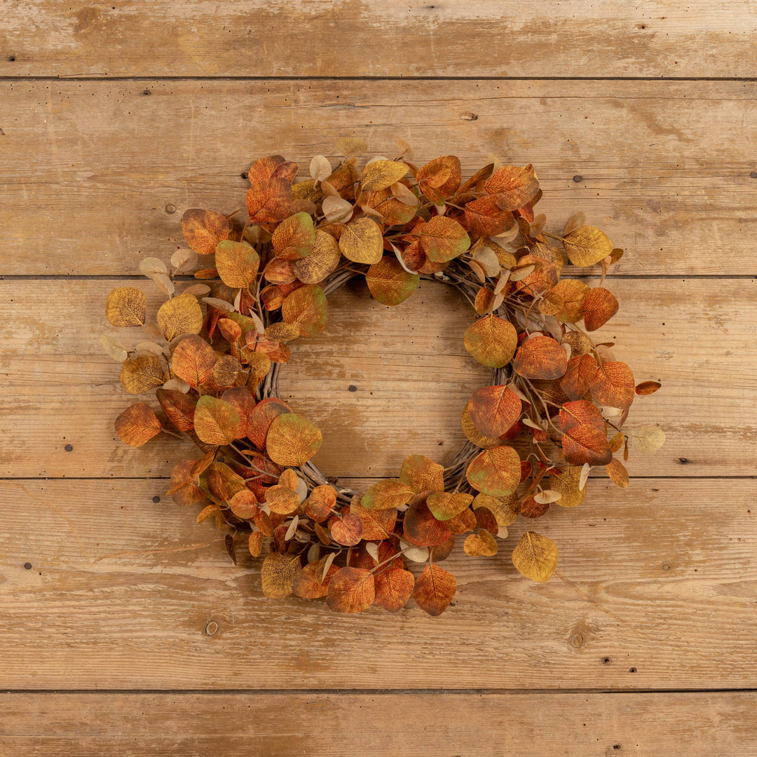 18" BROWN & ORANGE EUCALYPTUS LEAVES WREATH