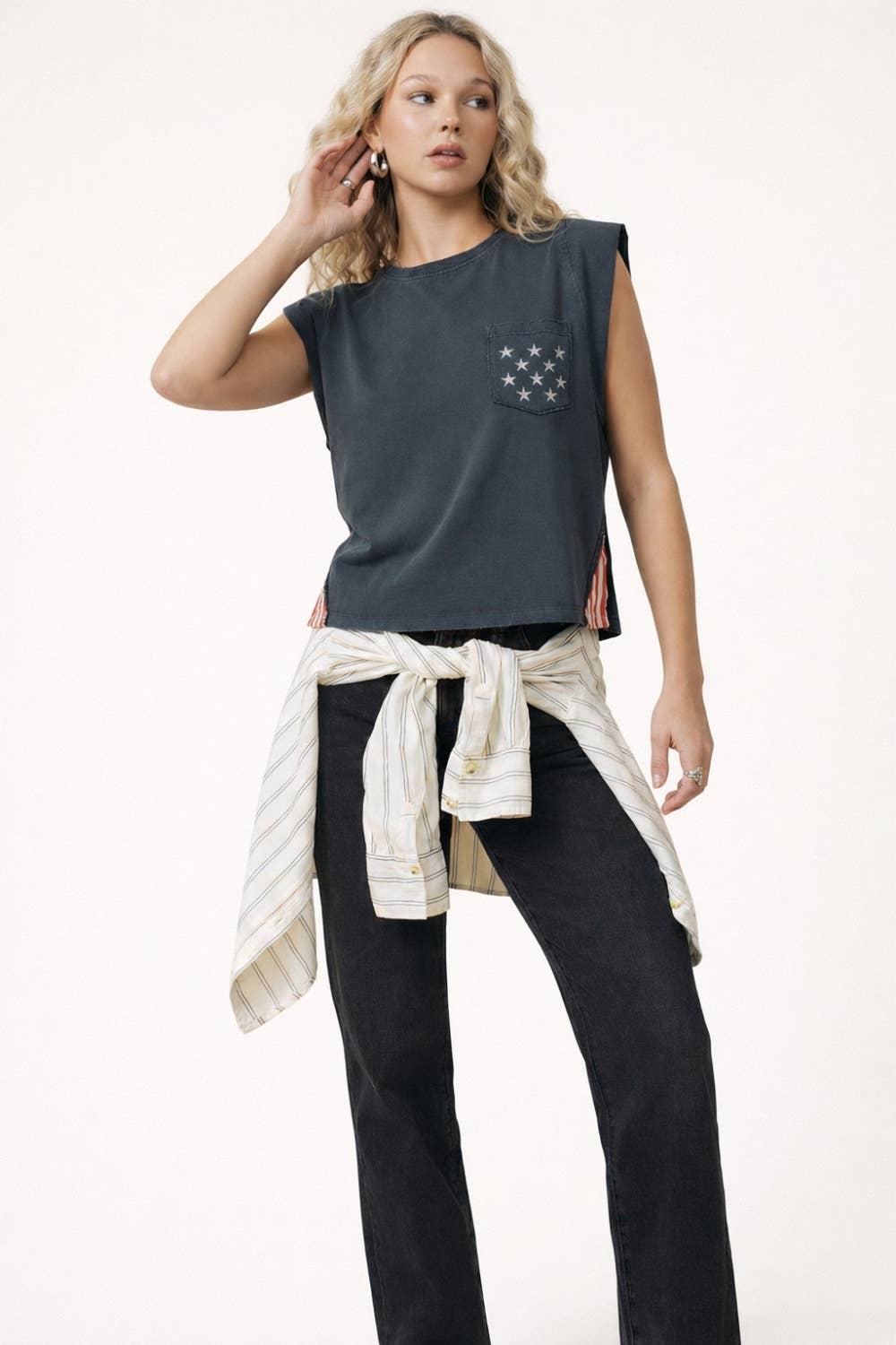 **Pre-Order**  250th USA star pocket stripe side tank
