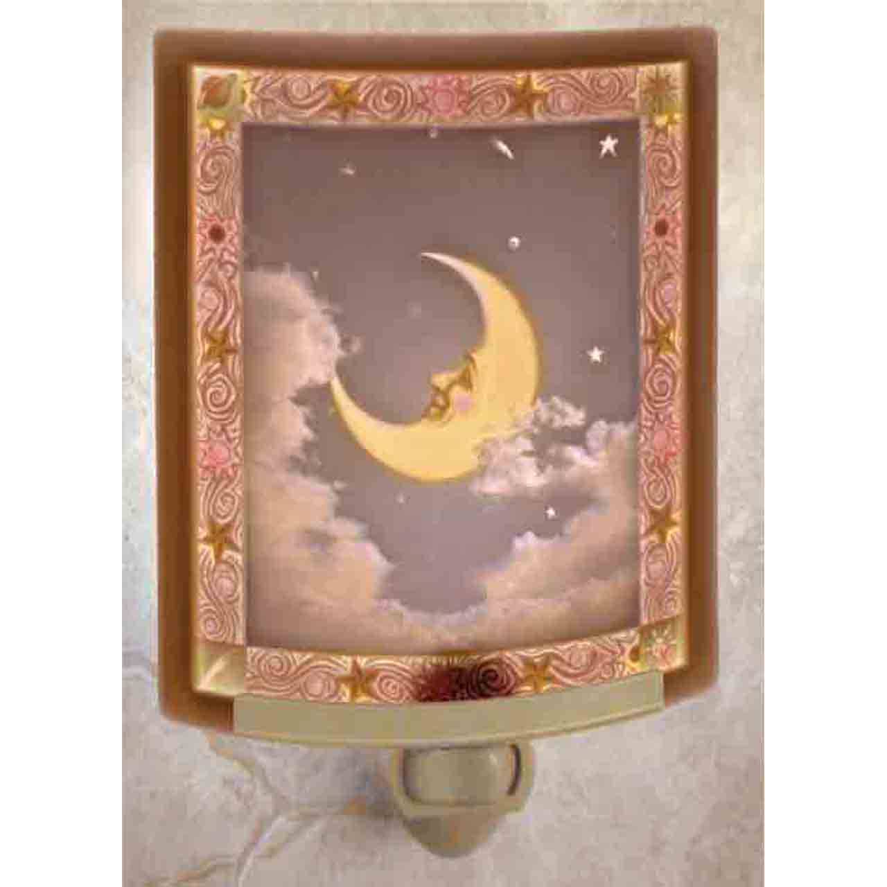 Man in the Moon Porcelain Lithophane Colored Night Light