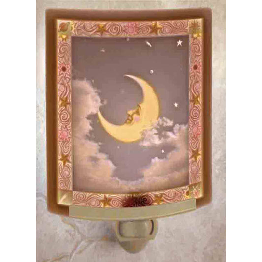 Man in the Moon Porcelain Lithophane Colored Night Light