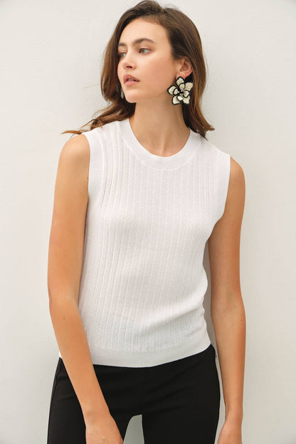 Textured Ribbed Classic Cut Sweater Tank