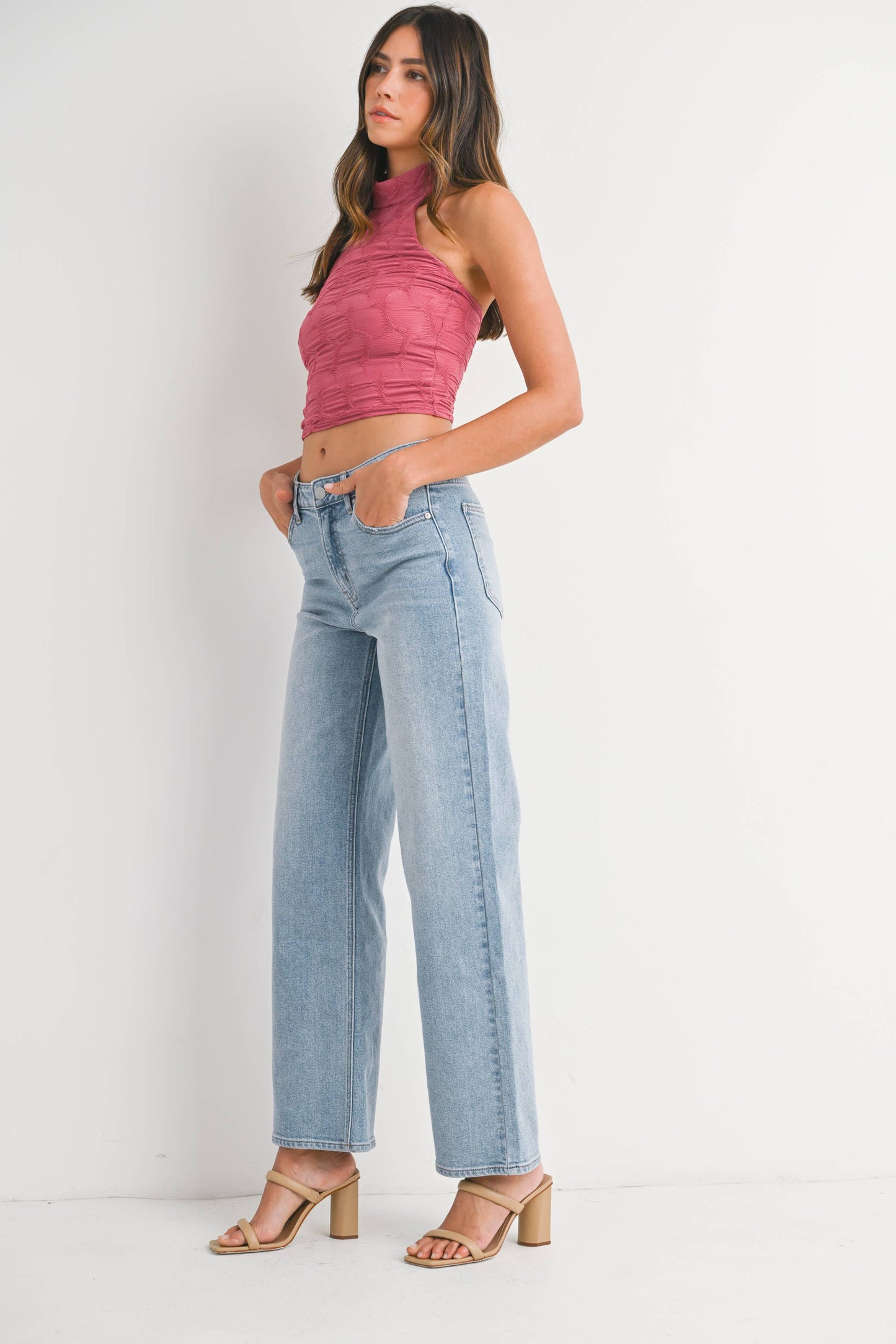 Light High Rise Full Length Straight Leg Jeans