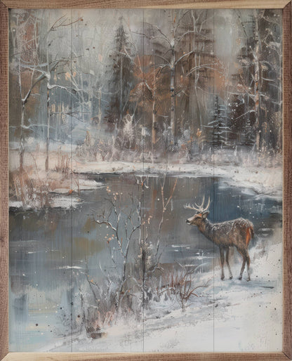 Lakeside Deer 2 By Petals Prints Design Art Print