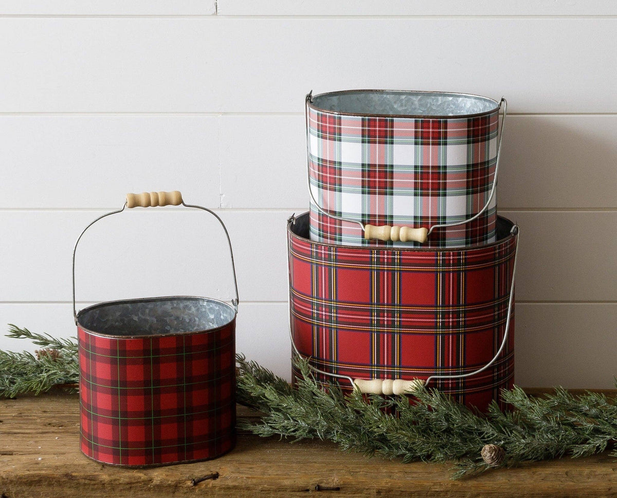 Red Tartan Tins (Set Of 03)