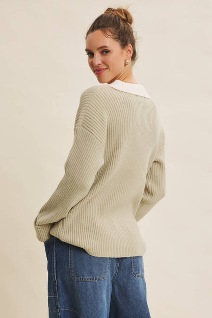 SOFTLY STRUCTURED CONTRAST RIBBED SWEATER CARDIGAN