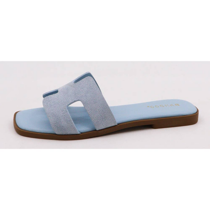 H cutout strap slipon flat sandals