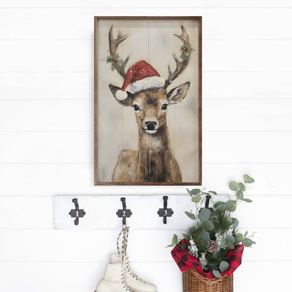 Reindeer With Hat By Petals Prints Design Art Print