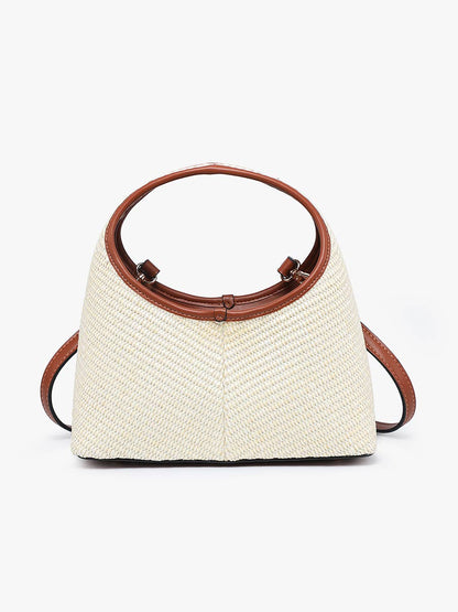 M2826 Catalina Rounded Straw Satchel w/ Crossbody Strap