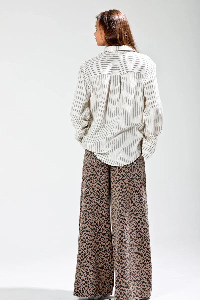 Button Down Linen Stripe Shirts