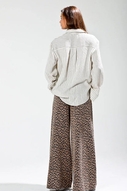 Button Down Linen Stripe Shirts