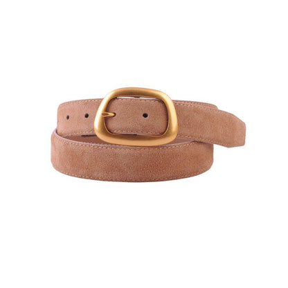 Suede Belt with Organic Shape Buckle