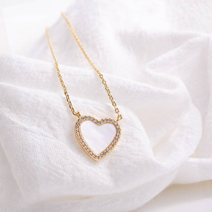 My Heart Is Yours, Shell Pavé Heart Necklace