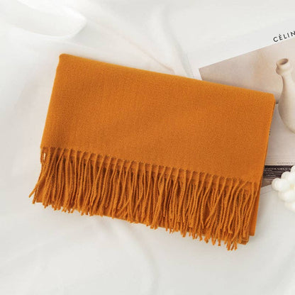 Minimalist Solid Color Tassel Scarf 6W6NSW306