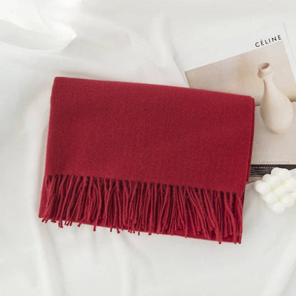 Minimalist Solid Color Tassel Scarf 6W6NSW306