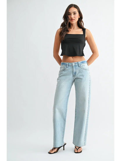 Low Rise Studded Baggy Jean